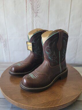 Ariat Fatbaby Heritage Dapper Western Boot, Royal Chocolate/Teal, Fatbaby toe